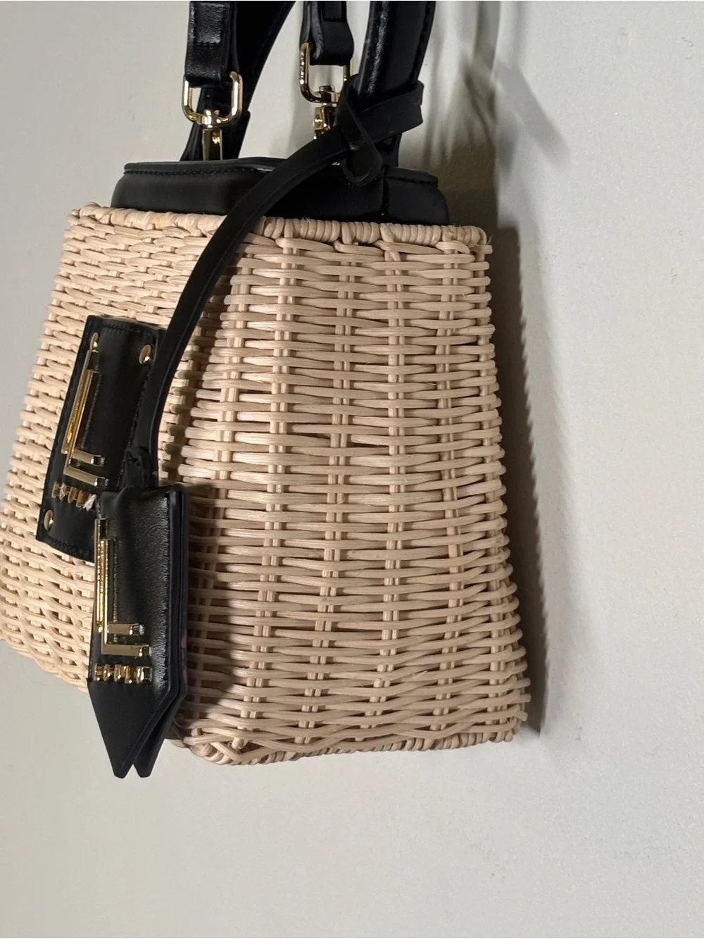 Woven Wicker Top Handle Crossbody